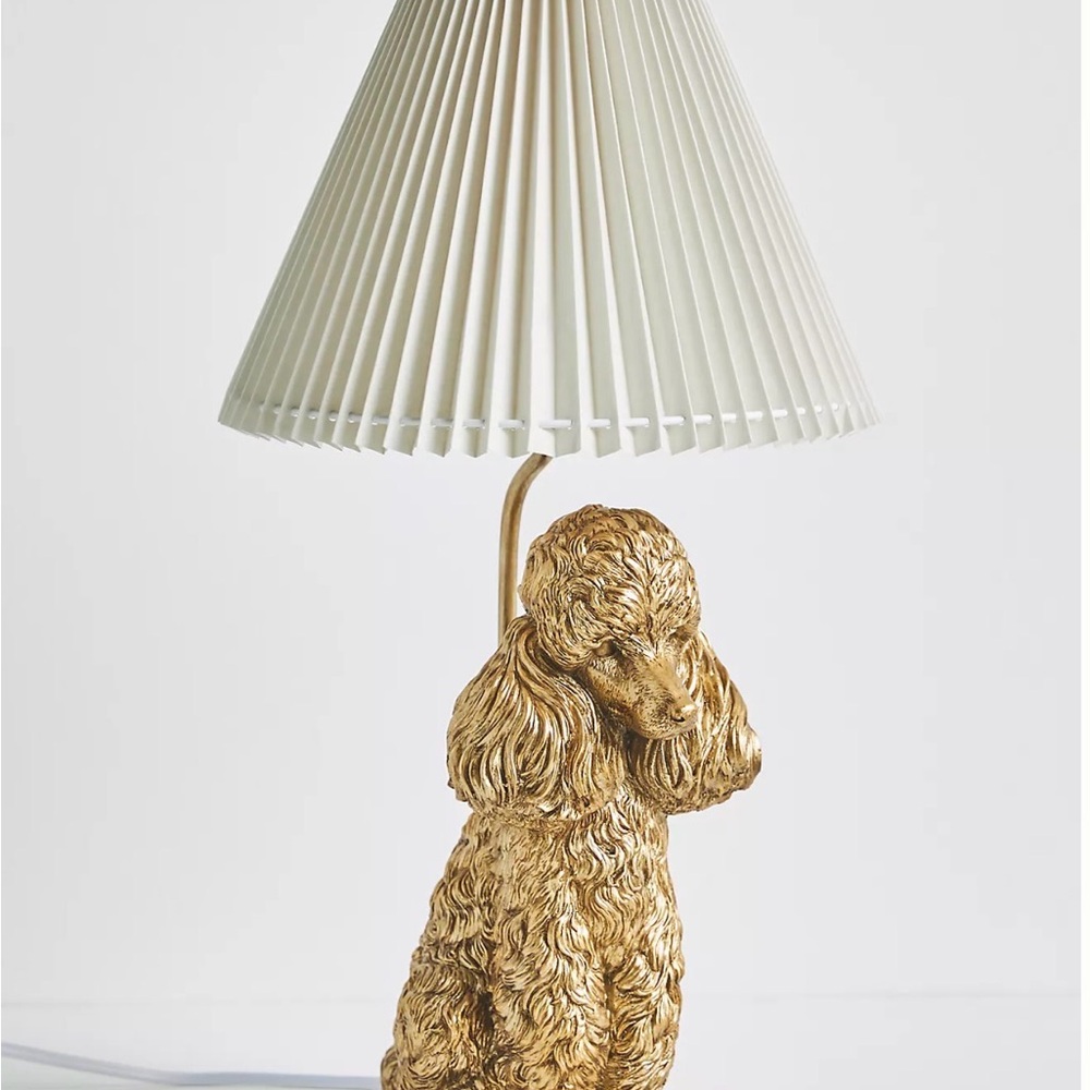 Anthropologie Gold Poodle Lamp